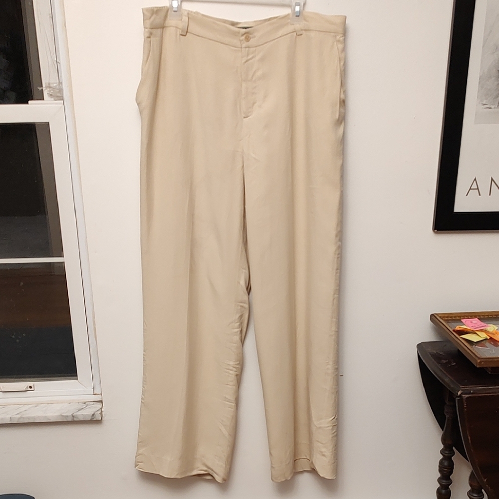 Ralph Lauren Beige Tan 100% Silk Dress Pants 18W